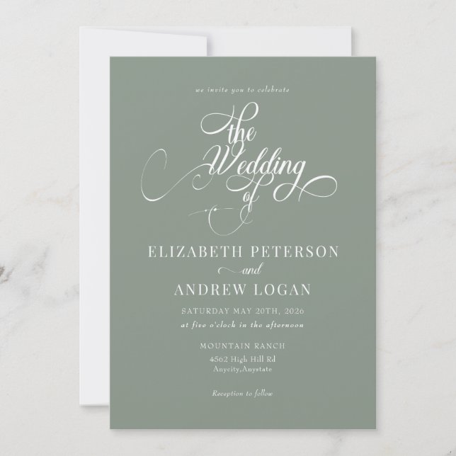 Elegantes Script Classic Wedding Einladungen (Vorderseite)