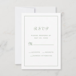Elegantes Script Classic Wedding Enclosure Green RSVP Karte