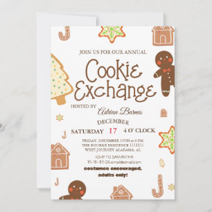 Elegantes Script Cookie Exchange Weihnachtsfeierta Einladung