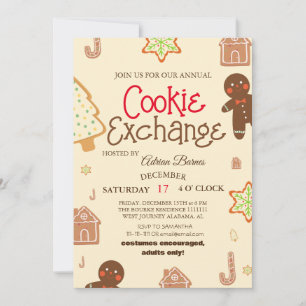 Elegantes Script Cookie Exchange Weihnachtsfeierta Einladung
