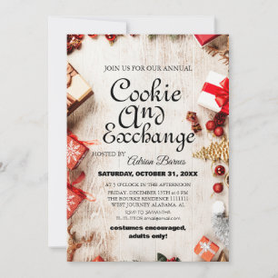 Elegantes Script Cookie Exchange Weihnachtsgeschen Einladung