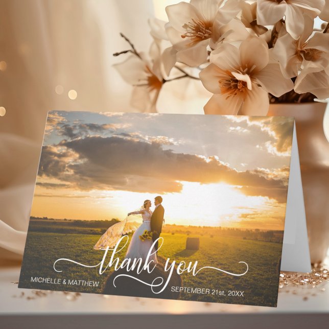 Elegantes Script DANK YOU wednote card | FOTO Dankeskarte (Elegant Script THANK YOU wedding note card  PHOTO)