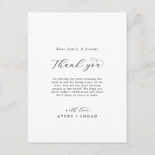 Elegantes Script Dankeschön Empfang Card Postkarte