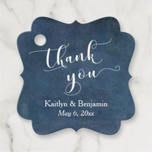 Elegantes Script Dark Blue Texture Vielen Dank Geschenkanhänger