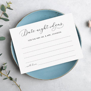 Elegantes Script Date Night Ideas Brautparty Begleitkarte