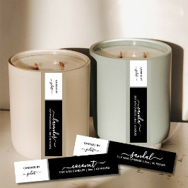 Elegantes Script-dünne schwarz-weiße Kerze-Label Etiketten