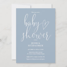 Elegantes Script Dusty Blue Baby Shower