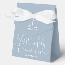 Elegantes Script Dusty Blue First Holy Communion