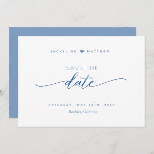 Elegantes Script, Dusty Blue, Simple Wedding Save The Date