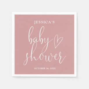 Elegantes Script Dusty Rose Pink Baby Shower Serviette