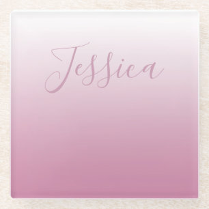 Elegantes Script & Editable Pink (beliebige Farbe) Glasuntersetzer