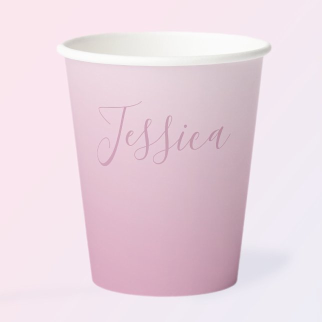 Elegantes Script & Editable Pink (beliebige Farbe) Pappbecher (Von Creator hochgeladen)
