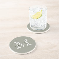 Elegantes Script Evergreen Fog Monogram Kitchen