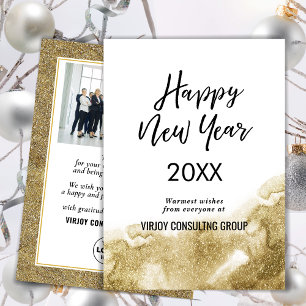 Elegantes Script Festive Gold Glitzer Business Fot Feiertagskarte