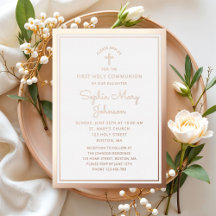 Elegantes Script First Communion Rose Gold
