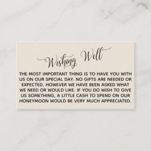 Elegantes Script Flitterwochen Gute Wünsche, Cream Begleitkarte