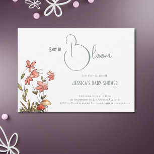 Elegantes Script Floral Baby in Bloom Baby Shower Einladung