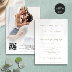 Elegantes Script Foto Abend Hochzeit Einladung