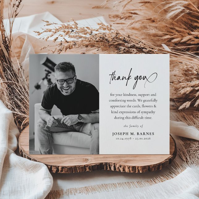 Elegantes Script-Foto Beerdigung Dankeskarte (Von Creator hochgeladen)