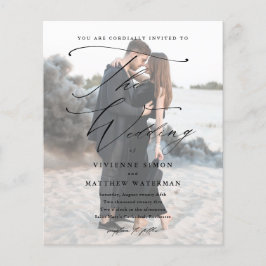 Elegantes Script-Foto-Budget Einladung zur Hochzei