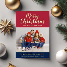 Elegantes Script Foto Frohe Weihnachten Folien Feiertagskarte