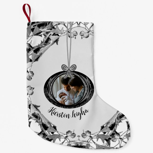 Elegantes Script Foto gibt Weihnachtsgeschenke Kleiner Weihnachtsstrumpf (Vorderseite)