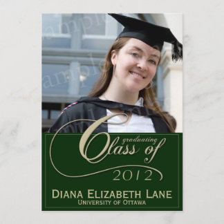 Elegantes Script Foto Grad Einladung - Grün