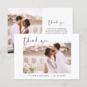 Elegantes Script Foto Hochzeit Dankeschön Karte