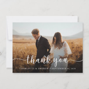 Elegantes Script Foto Hochzeit Dankeschön Karte