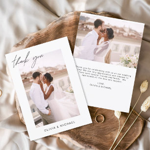 Elegantes Script Foto Hochzeit Dankeschön Karte