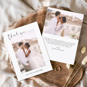 Elegantes Script Foto Hochzeit Dankeschön Karte