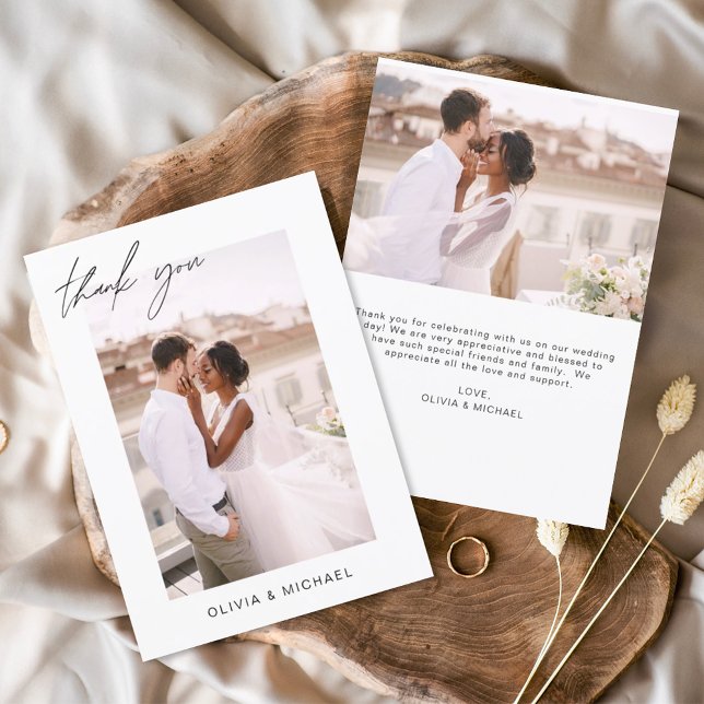 Elegantes Script Foto Hochzeit Dankeschön Karte (Von Creator hochgeladen)