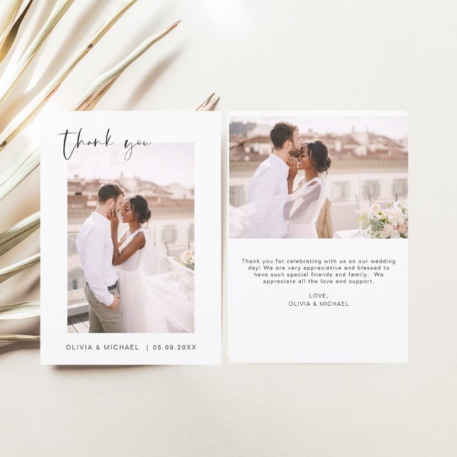 Elegantes Script Foto Hochzeit Dankeschön Karte (Von Creator hochgeladen)