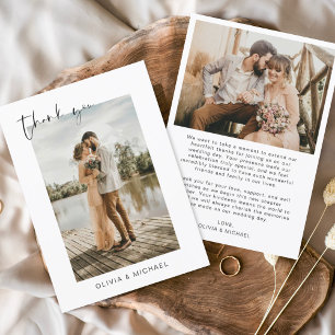Elegantes Script Foto Hochzeit Dankeschön Karte