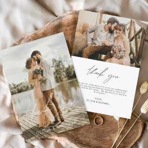 Elegantes Script Foto Hochzeit Dankeschön Karte