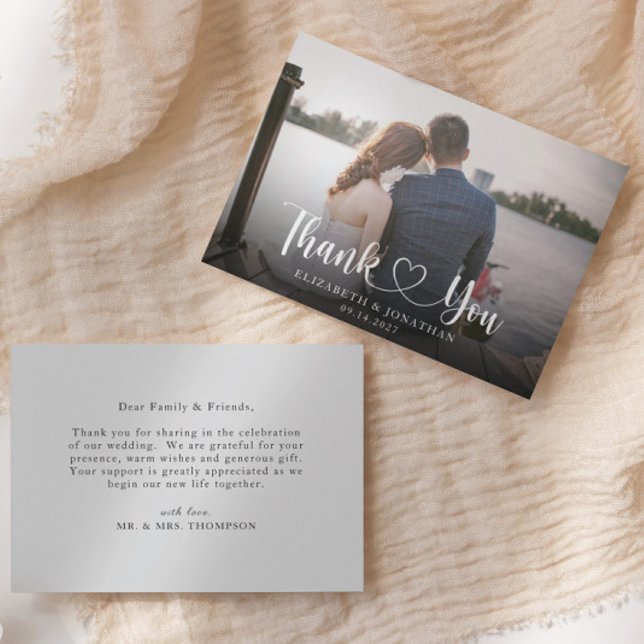 Elegantes Script Foto Hochzeit Dankeschön Karte (Von Creator hochgeladen)