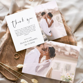 Elegantes Script Foto Hochzeit Dankeschön Karte
