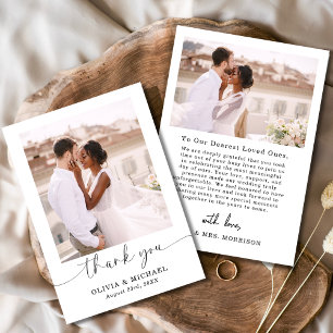 Elegantes Script Foto Hochzeit Dankeschön Karte