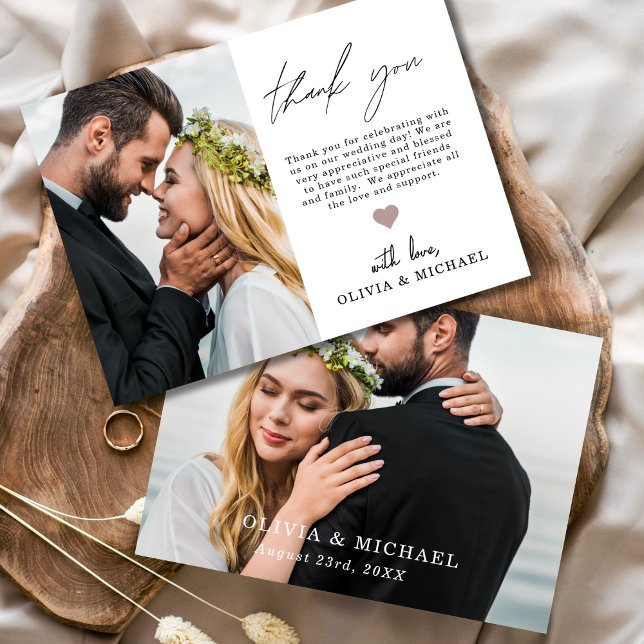 Elegantes Script Foto Hochzeit Dankeschön Karte (Von Creator hochgeladen)
