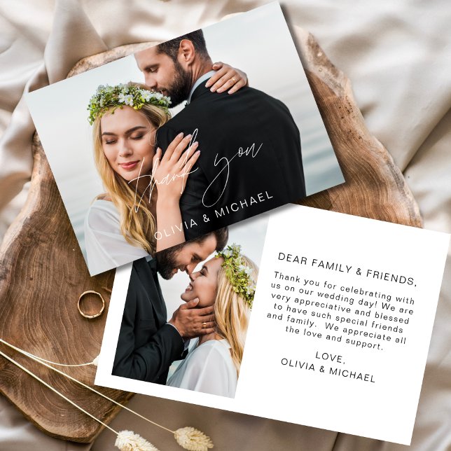 Elegantes Script Foto Hochzeit Dankeschön Karte (Von Creator hochgeladen)