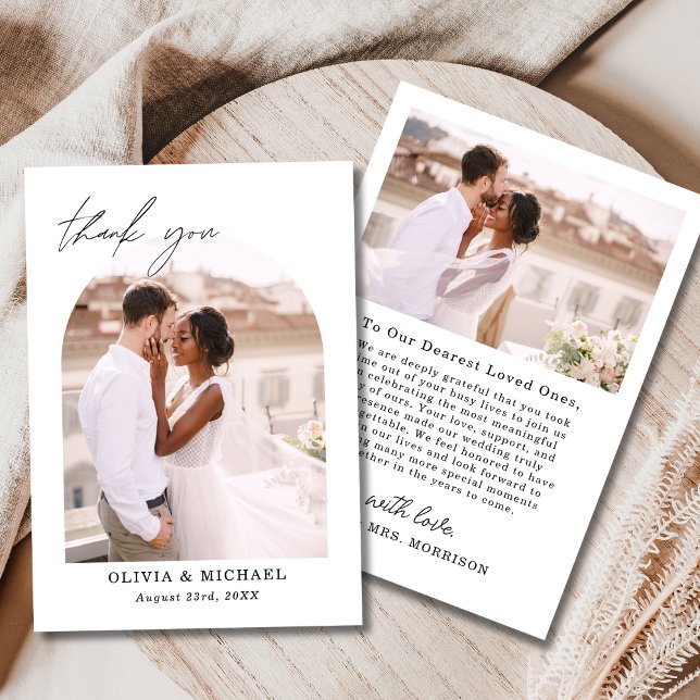 Elegantes Script Foto Hochzeit Dankeschön Karte (Von Creator hochgeladen)