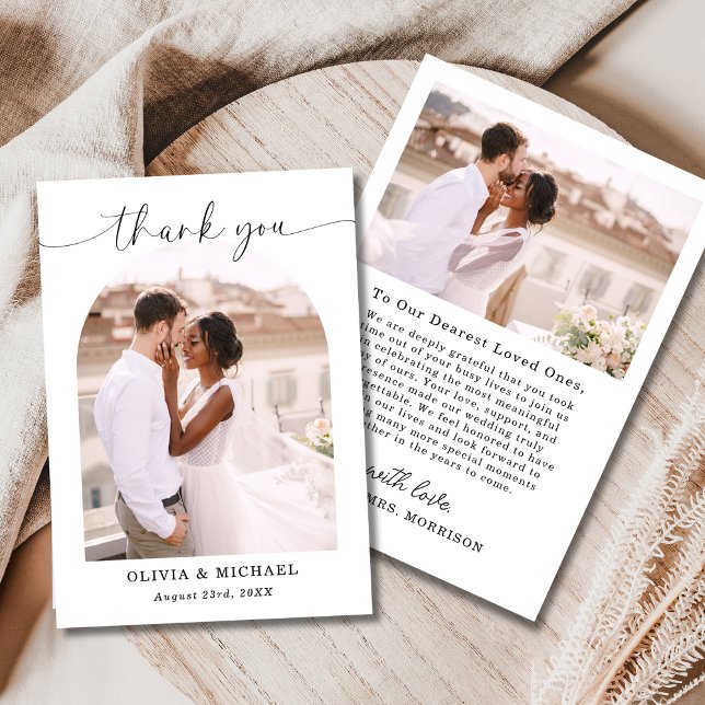 Elegantes Script Foto Hochzeit Dankeschön Karte (Von Creator hochgeladen)