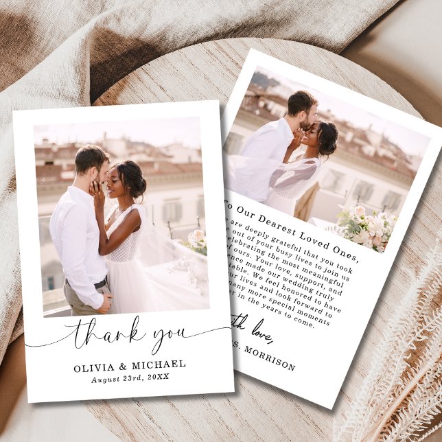 Elegantes Script Foto Hochzeit Dankeschön Karte (Von Creator hochgeladen)