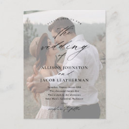 Elegantes Script-Foto Hochzeit Einladungspostkarte