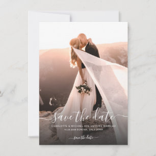 Elegantes Script-Foto Hochzeit Save The Date