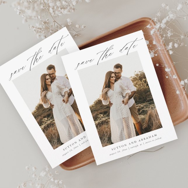 Elegantes Script-Foto Hochzeit Save The Date (Von Creator hochgeladen)