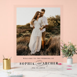 Elegantes Script-Foto Hochzeitsempfang Acrylschild