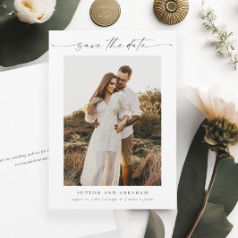 Elegantes Script Foto Minimale Hochzeit Save The Date