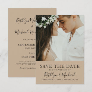 Elegantes Script-Foto Moderne Minimalistische Hoch Save The Date