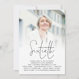 Elegantes Script-Foto Overlay 60. Geburtstag Einladung